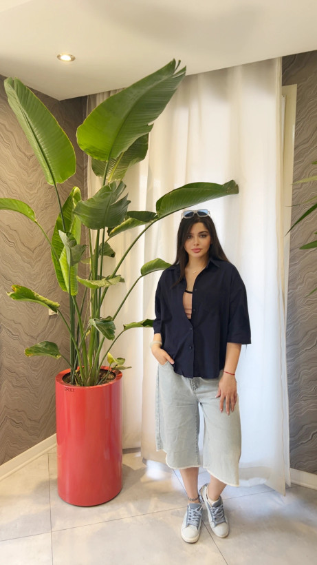 شومیز زنانه تابستانه سورمه ای