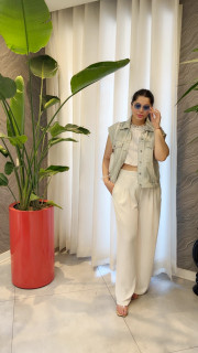 شلوار زنانه ابر و بادی سفید