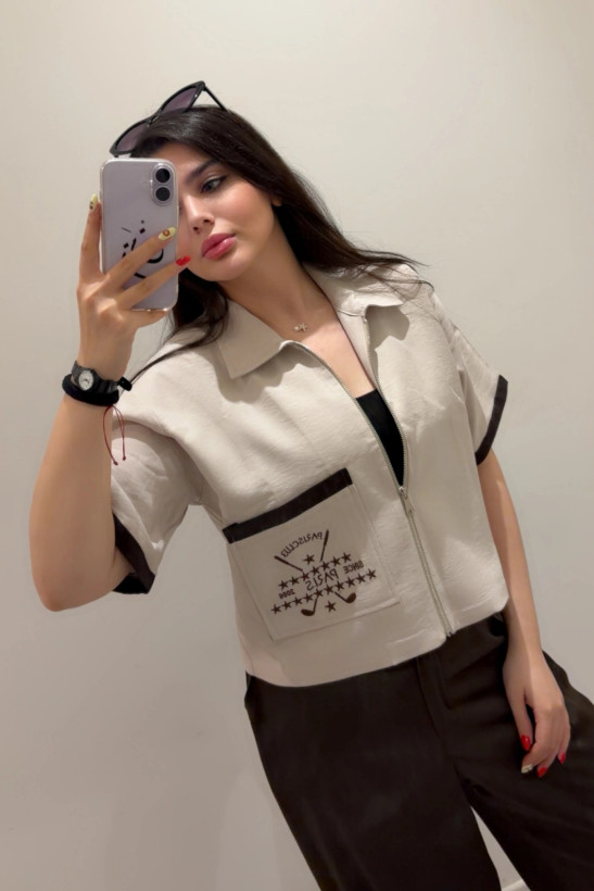 تن خور وست سیلک وارداتی زنانه پاریس کلاب رنگ کرم