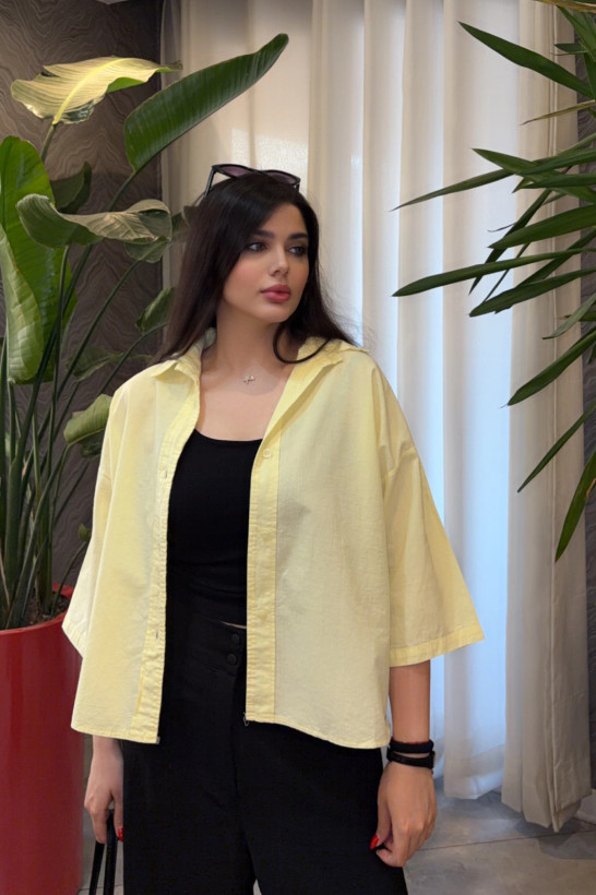 شومیز زنانه تابستانی فریسایز لیمویی