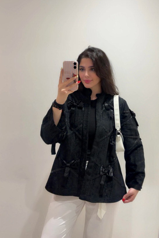 کت وارداتی زنانه پاپیونی مخمل