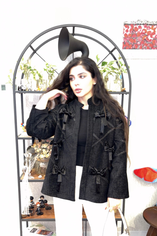 کت وارداتی زنانه پاپیونی مخمل